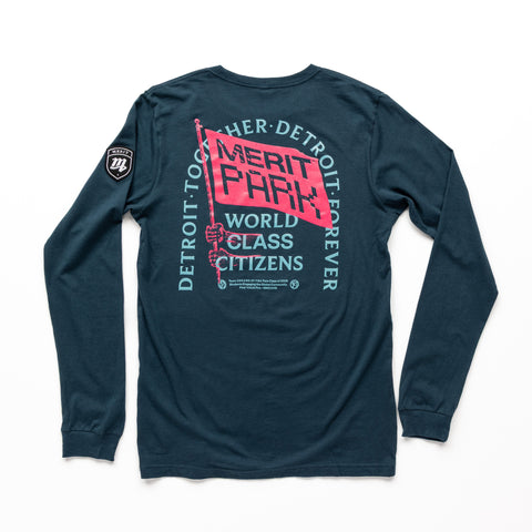 Detroit Together, Detroit Forever Long Sleeve Tee - Green